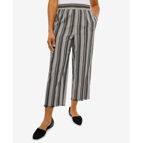Petite Marrakech Stripe Ankle Fringe Pants