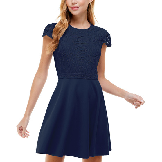 Juniors' Lace-Top Dress