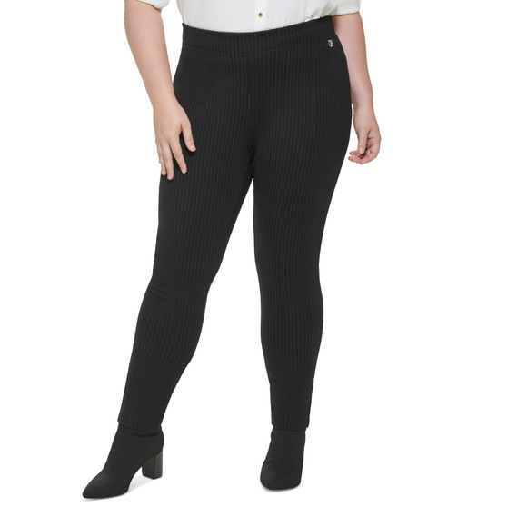 Plus Size Pinstripe Pull-On Pants