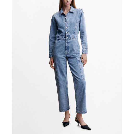 Women's Denim Cargo Jumpsuit