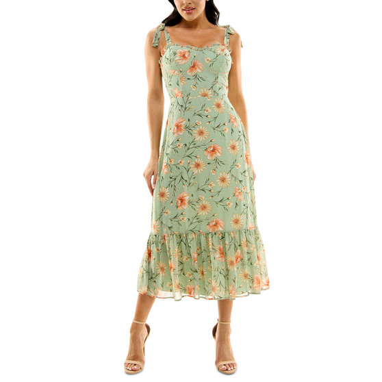 Juniors' Floral-Print Midi Dress