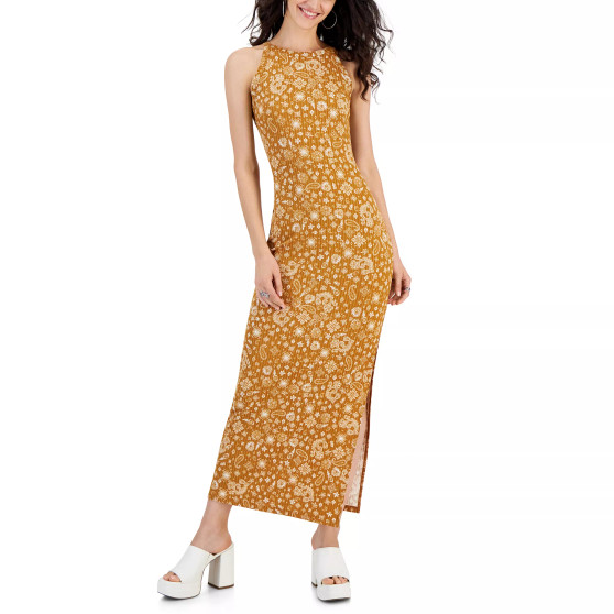 Juniors' Sleeveless Square-Neck Knit Maxi Dress