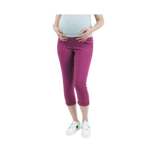 Rose Hyper Twill Butt lifting Maternity Capri with Side Elastics