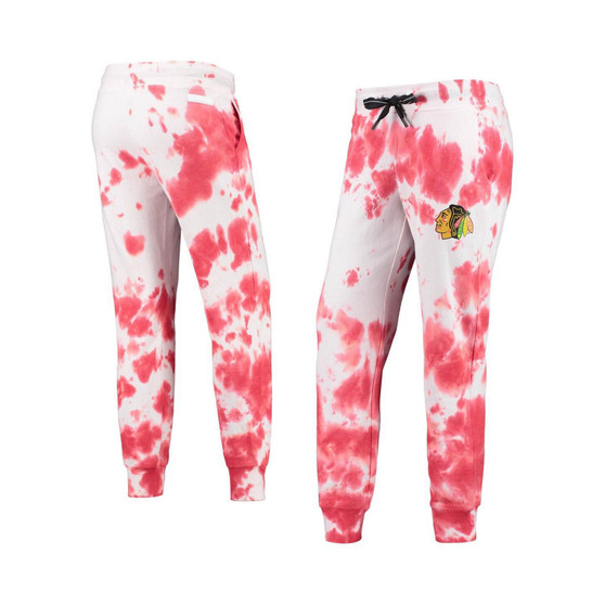 Women's White, Red Chicago Blackhawks Melody Tie-Dye Jogger Pants