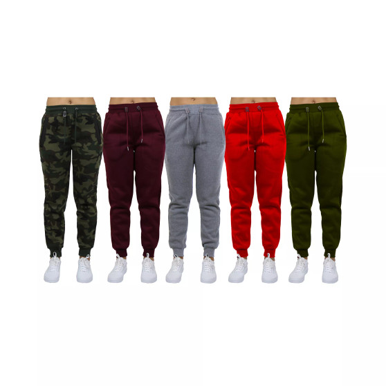 Women's Loose-Fit Fleece Jogger Sweatpants-5 Pack