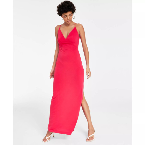 Women's Sleeveless Ramsha V-Neck Satin Maxi Dress