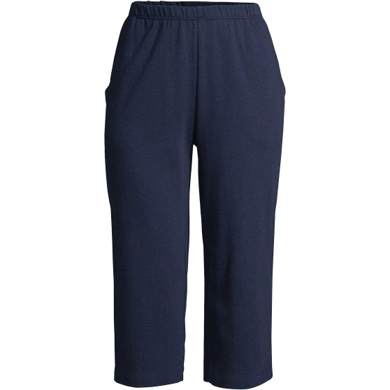 Women's Tall Sport Knit Denim High Rise Elastic Waist Pull On Capri Pants