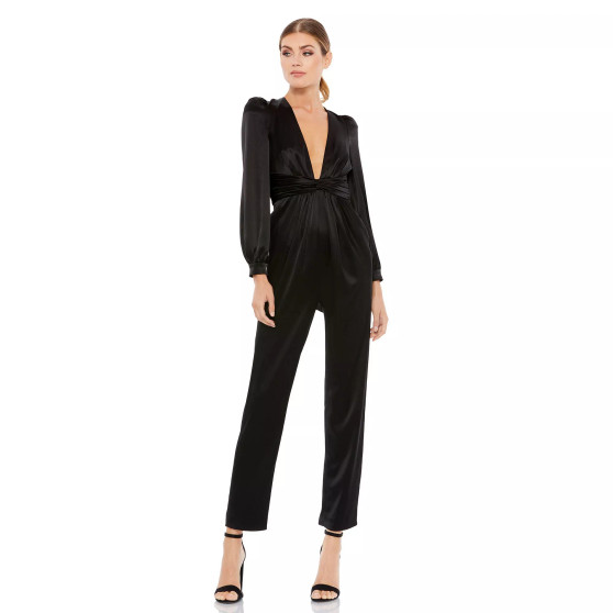 Women's Ieena Front Twist Puff Sleeve Deep V Jumpsuit