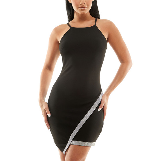 Juniors' Asymmetrical-Hem Rhinestone Dress