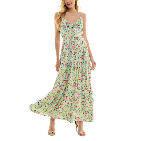 Juniors' Floral-Print Tiered Maxi Dress