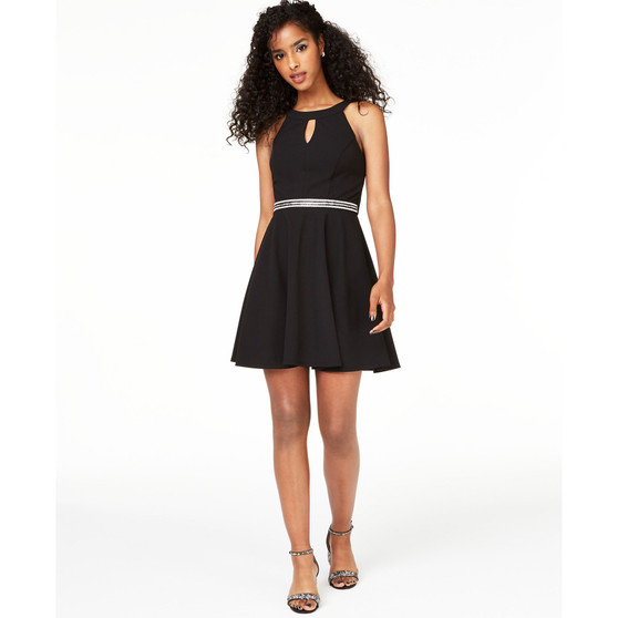 Juniors' Embellished Fit & Flare Dress