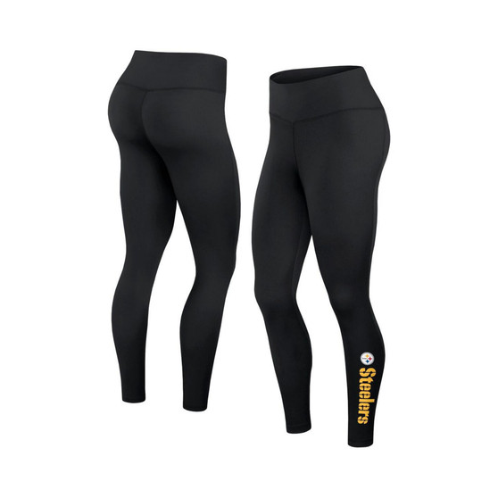 Women's Branded Black Pittsburgh Steelers Wordmark Stacked Leggings