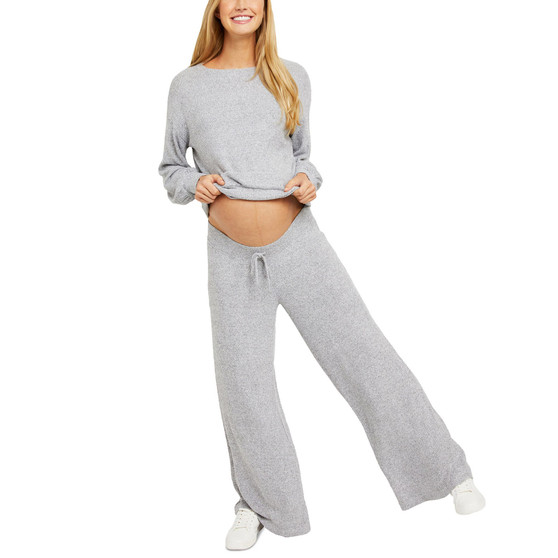 Under Belly Hacci Wide-Leg Maternity Pants