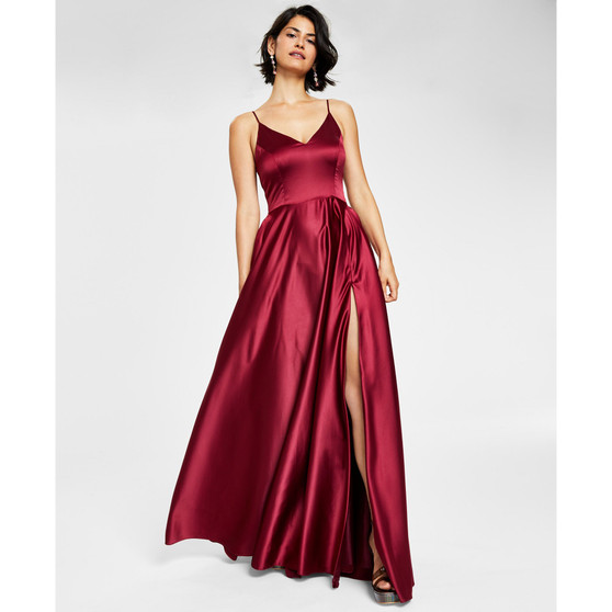 Juniors' V-Neck Satin Gown, Created for Macy's
