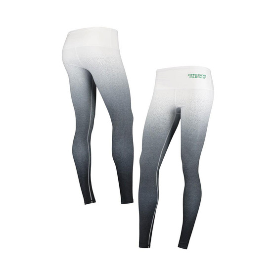 Women's White, Black Oregon Ducks Static Print Ombre Leggings