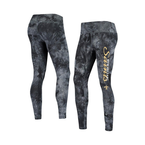 Women's Black New Orleans Saints Burst Tie-Dye Leggings
