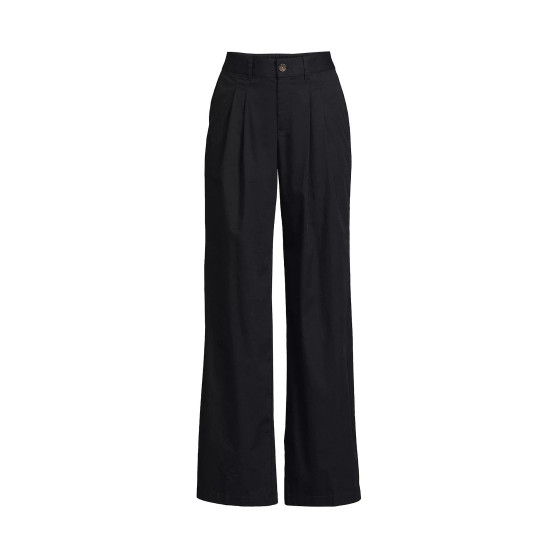 Women's High Rise Crisp Poplin Chino Wide Leg Pants
