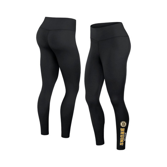 Women's Branded Black Boston Bruins Wordmark Stacked Leggings