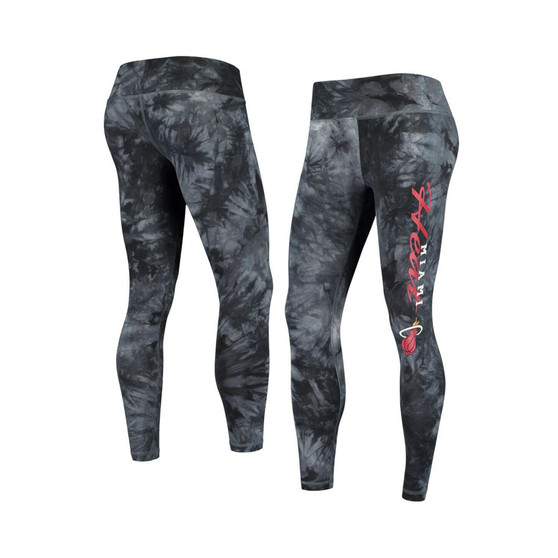 Women's Black Miami Heat Burst Tie-Dye Leggings
