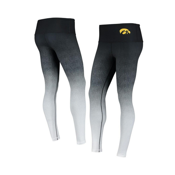 Women's Black and White Iowa Hawkeyes Geometric Print Ombre Leggings