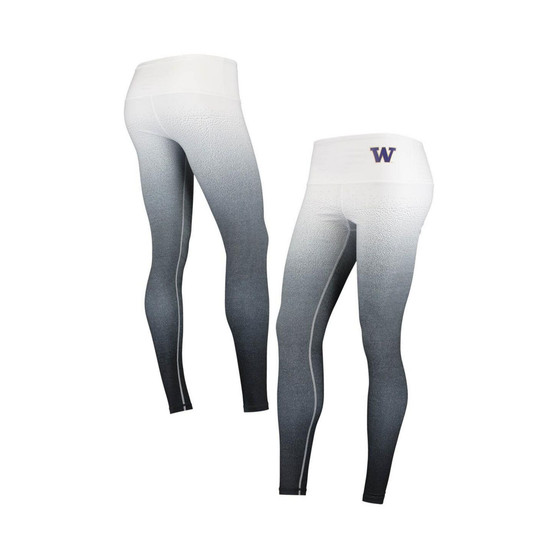 Women's White, Black Washington Huskies Static Print Ombre Leggings