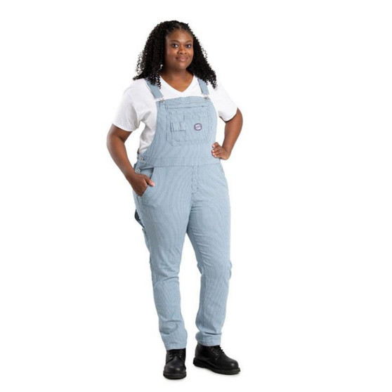 Women's Vintage Washed Flex Hickory Stripe Bib Overall Plus Size