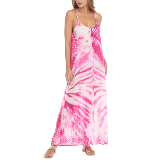 Tie-Dye Sleeveless Maxi Swim Cover-Up