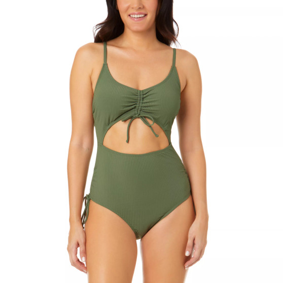 Women's Olive Ruched One-Piece Swimsuit, Created for Macy's