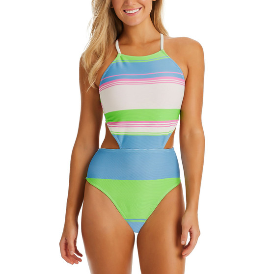 Women's Striped On The Horizon V-Front Cutout One-Piece Monokini