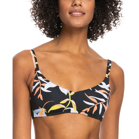 Juniors' Hibiscus Wave V-Neck Bralette Bikini Top