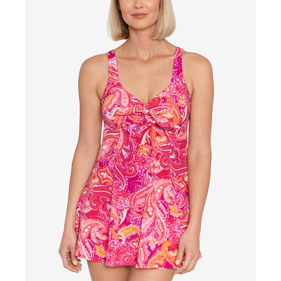Women's Tummy-Control Bow-Front Swim Dress, Created For Macy's