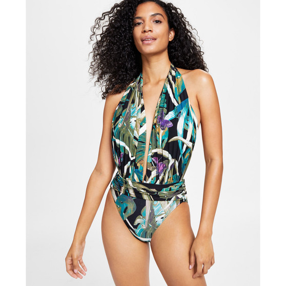Women's Halter Plunge-Neck Swimsuit