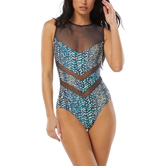 Women's High-Neck Zip-Back One-Piece Swimsuit