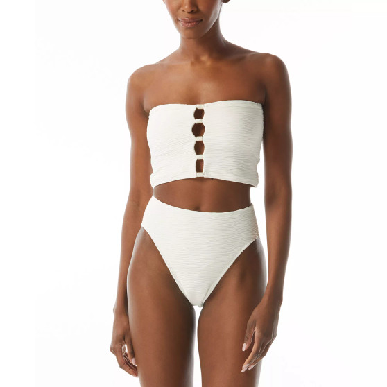 Women's Textured Bandeau Bikini Crop Top & Bottoms