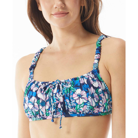 Ledia Floral-Print Shirred Bikini Top, Created for Macy's