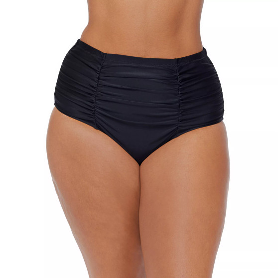 Plus Size Solid Ruched Costa Swim Bottoms