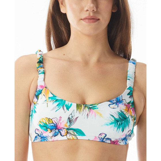 Bella Printed Shirred-Strap Bikini Top, Created for Macy's
