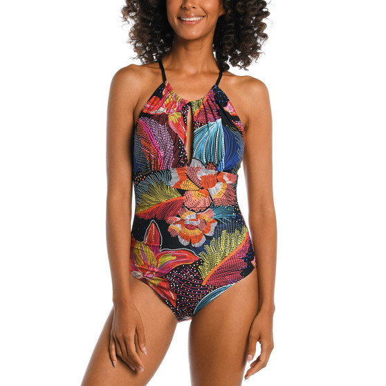 Women's Sunlit Soirée High-Neck Keyhole One-Piece Swimsuit