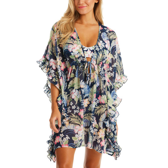Women's Stranded In Paradise Printed Ruffled Cover-Up Dress