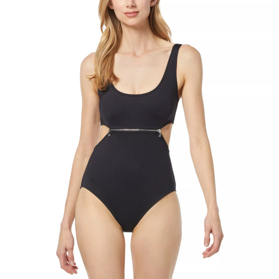 Women's Zip-Trim Cutout One-Piece Swimsuit