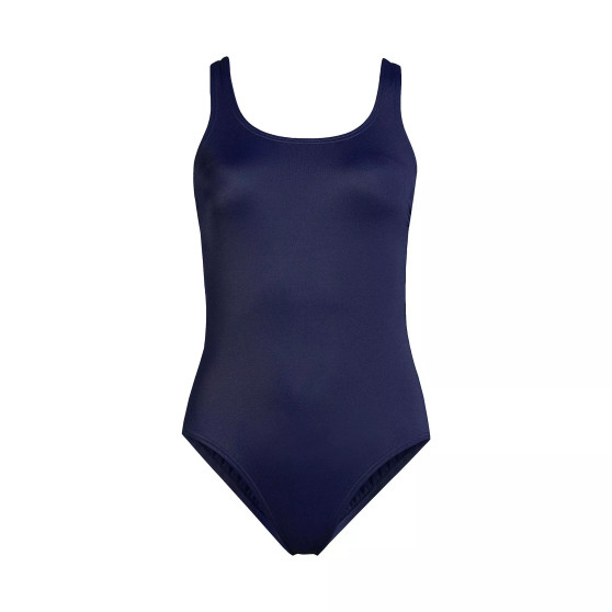 Women's Chlorine Resistant Scoop Neck High Leg Soft Cup Tugless Sporty One Piece Swimsuit