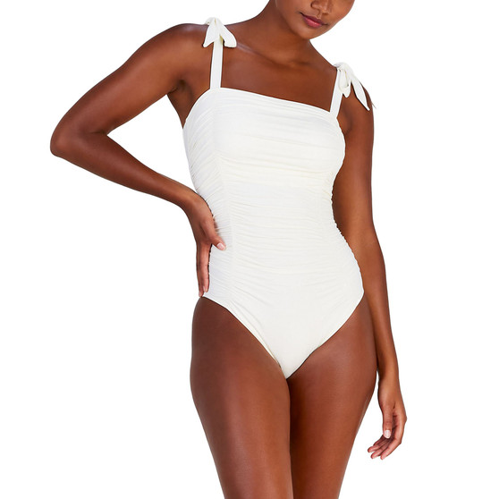 Women's Shirred Square-Neck One Piece Swimsuit
