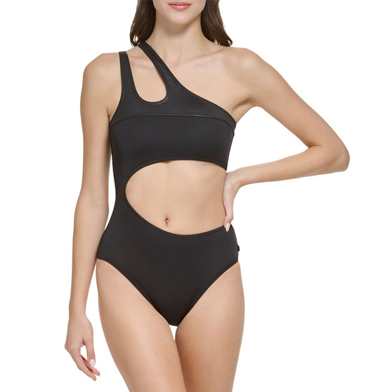Women's Solid One-Shoulder Cutout One-Piece Swimsuit