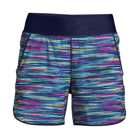 Women's 5" Quick Dry Elastic Waist Board Shorts Swim Cover-up Shorts with Panty Print