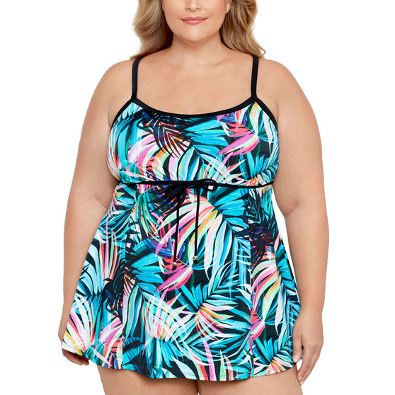Plus Size Tummy Control Empire Swimdress, Created For Macys