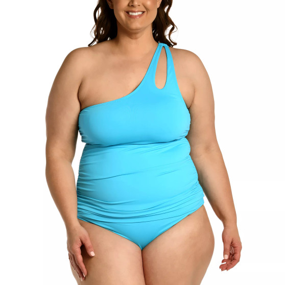 Plus Size Island Goddess One-Shoulder Keyhole Tankini Top & Bottoms