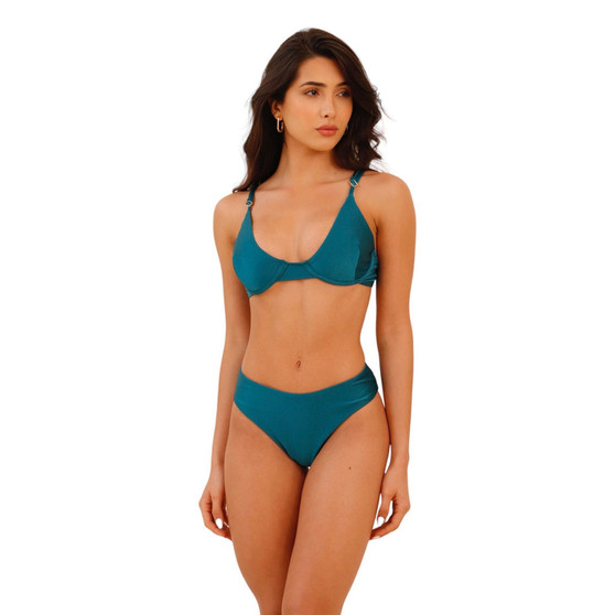 Capri Bikini Set - Underwire Top - Scrunch Bottom - Teal Blue