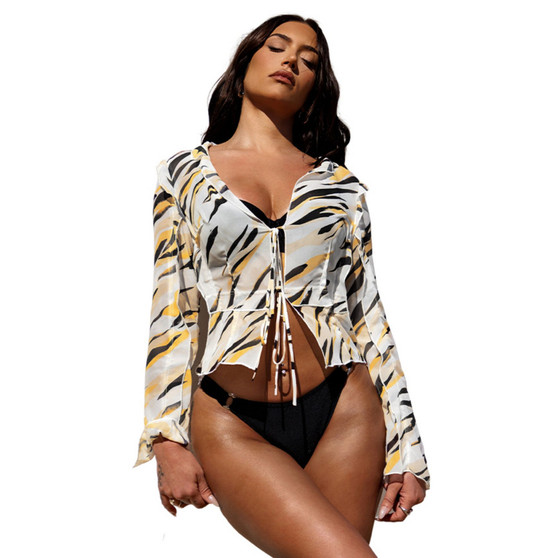 Women's X STASSIE Wild Weekend Chiffon Ruffled Cover-Up Top
