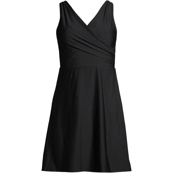 Women's Plus Size G-Cup Chlorine Resistant Tummy Control Surplice Wrap Swim Dress One Piece Swimsuit