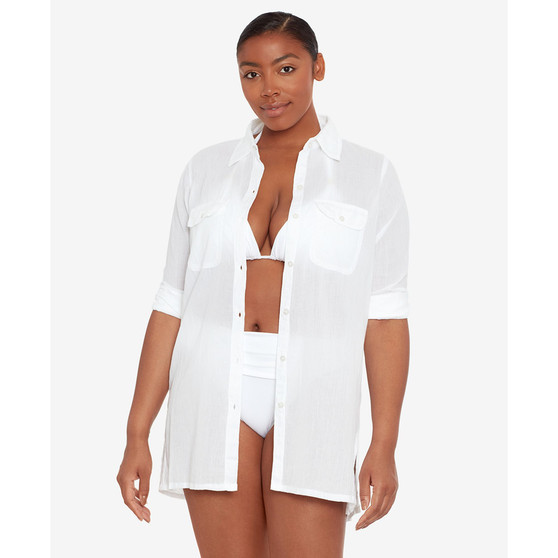 Crushed Cotton Cover-Up Shirt